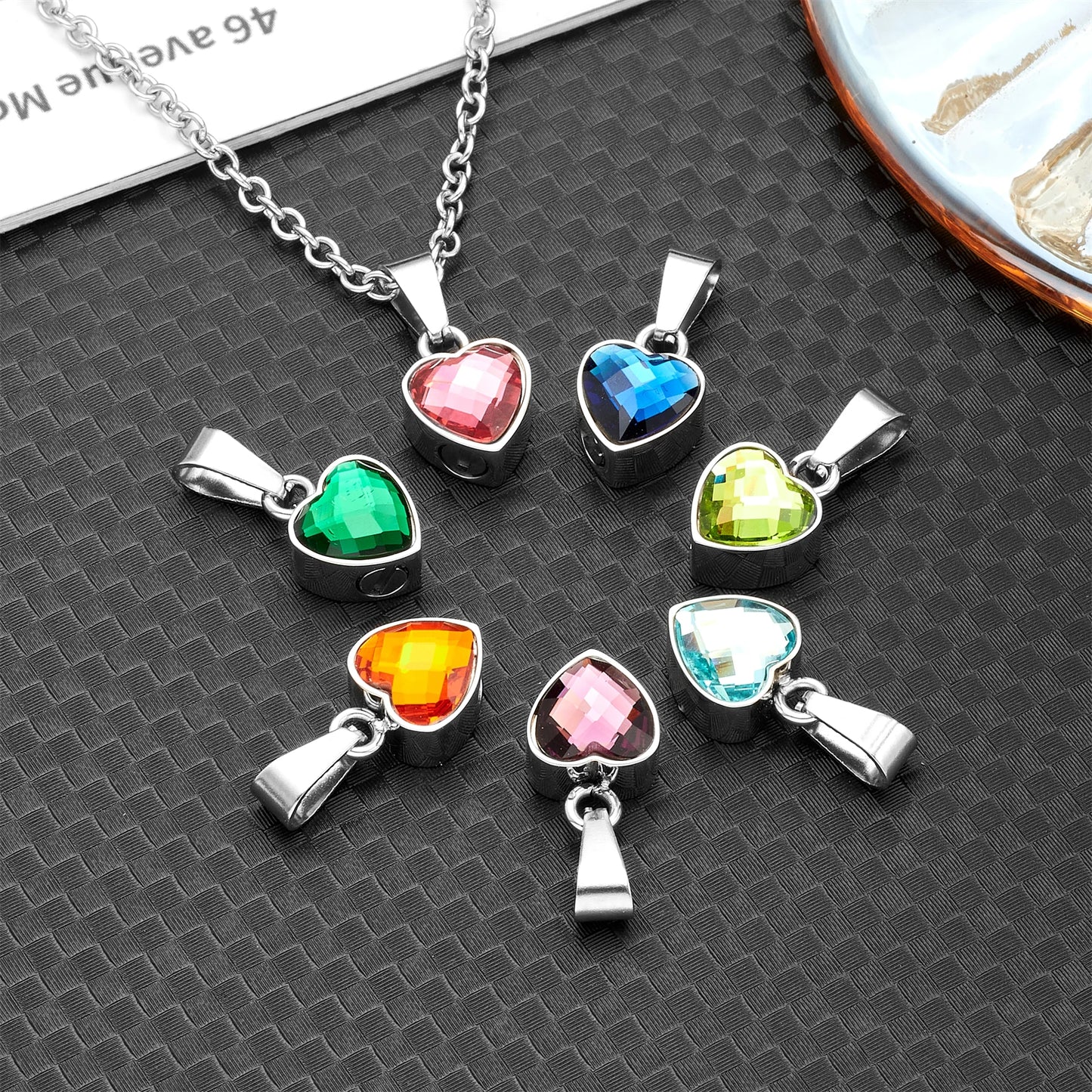 Herz-Urnen-Halskette aus Edelstahl mit Geburtsstein – Urnen-Schmuck für menschliche Asche, Andenken-Urnen-Schmuck