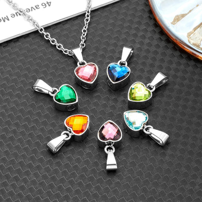 Herz-Urnen-Halskette aus Edelstahl mit Geburtsstein – Urnen-Schmuck für menschliche Asche, Andenken-Urnen-Schmuck
