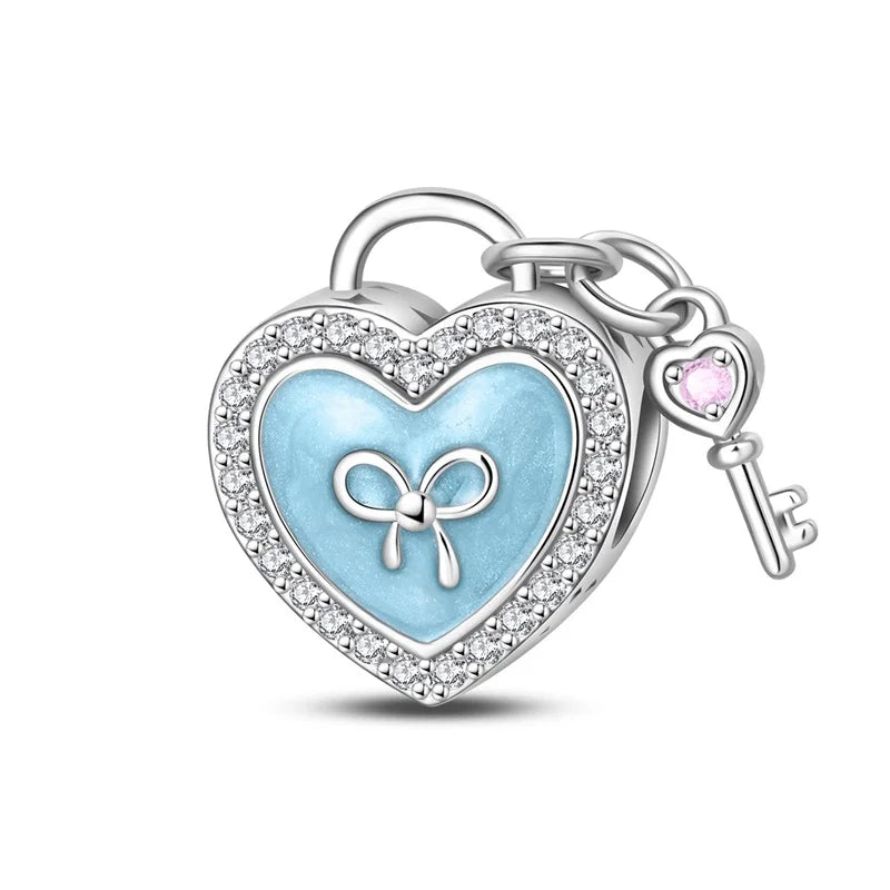 Exquisite Seestern-Perlen aus 925er-Sterlingsilber und vierblättriges Kleeblatt, baumelnder Charm für Armbänder und Halsketten, blaues romantisches Anhänger-Geschenk