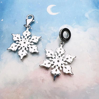 Blauer Stein-Schneeflocken-Anhänger, baumelnder Charm für Frauen, edler Schmuck, romantisches Geschenk, echtes 925er Sterlingsilber