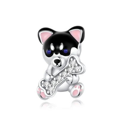 Animal Series Charms aus 925er-Sterlingsilber, Kaninchen, Katze, Pfau, Elefant, Türkei, Hund, passend für DIY-Armbänder, Halsketten, niedliche dekorative Geschenke