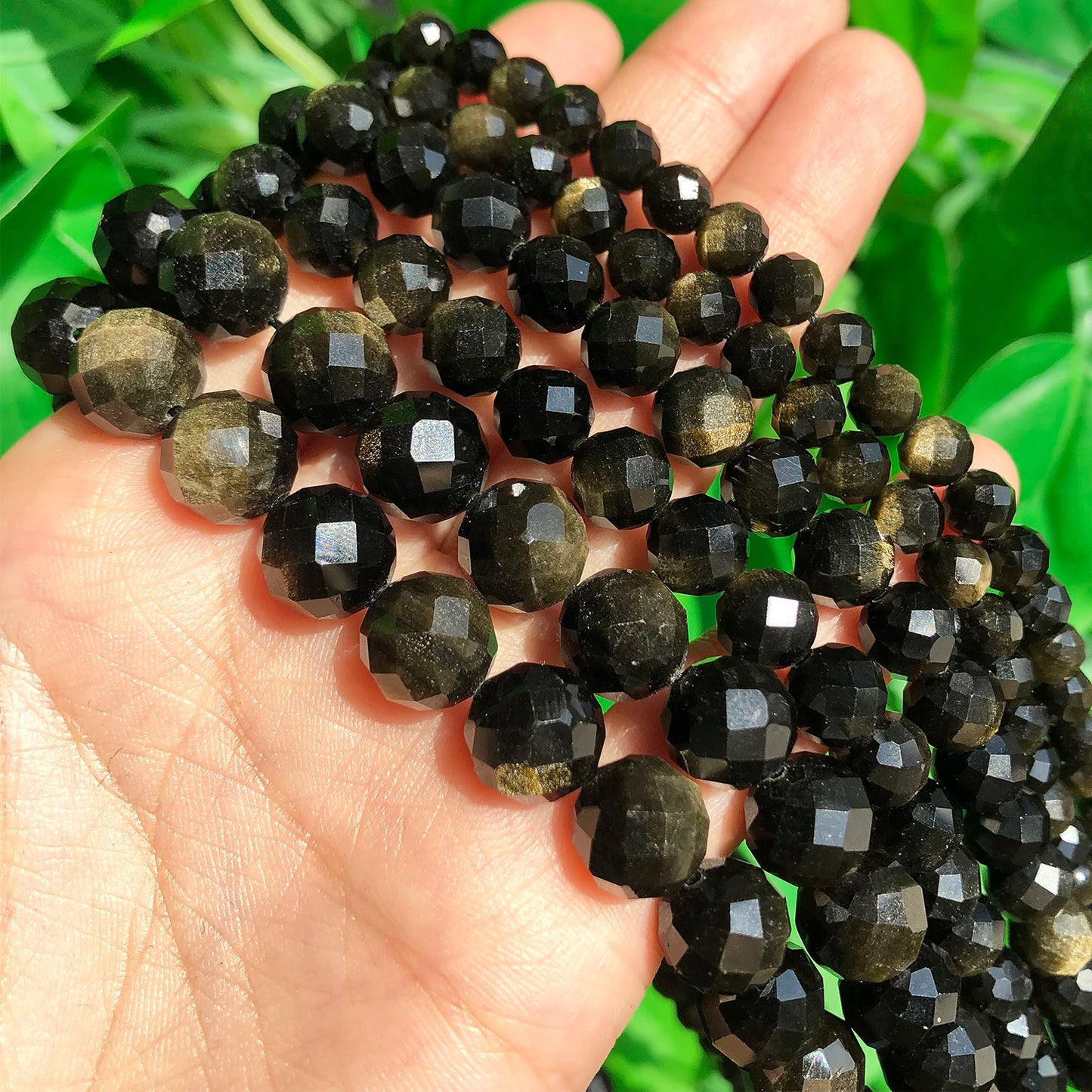 Natürliche Gold Farbe Obsidian Echte Stein Perlen Facettierte Lose Spacer Perlen für Schmuck DIY Machen Charms Armband Zubehör