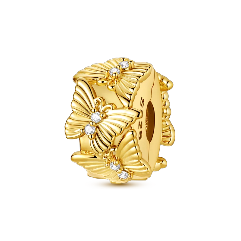 Gold-Serie, DIY-Charms, Original-Charms aus 925er-Sterlingsilber mit eingelegtem Zirkonium, Sonnen- und Leoparden-Anhänger, passend für Armbänder, Schmuck, Geschenkmarkierung