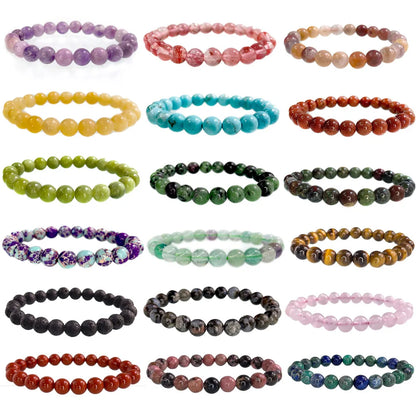 Naturstein rosa Zebra Perlen Armband 6/8mm Dalmatiner Jaspis Rhodochrosit Achat Armband Edelstein Perlen Armband