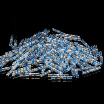 500/1000PCS Wasserdichte Solder Dichtung Hülse Splice Terminal Verzinnte Kupfer Schrumpf Elektrische Draht Butt Stecker AWG16-14 Blau
