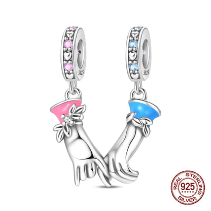 925 Sterling Silber Original Charms Perle CZ Zirkon Liebe Mama Rosa Herz Anhänger Passend für Armband DIY Damen Schmuck Geschenk für Freundin