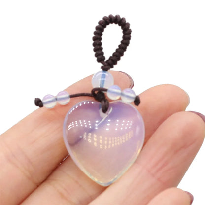 Natürliche Stein Keychain Charms Herz Rot Achate Amethysten Opal Anhänger für Schmuck Machen Halskette Keychain Geschenk