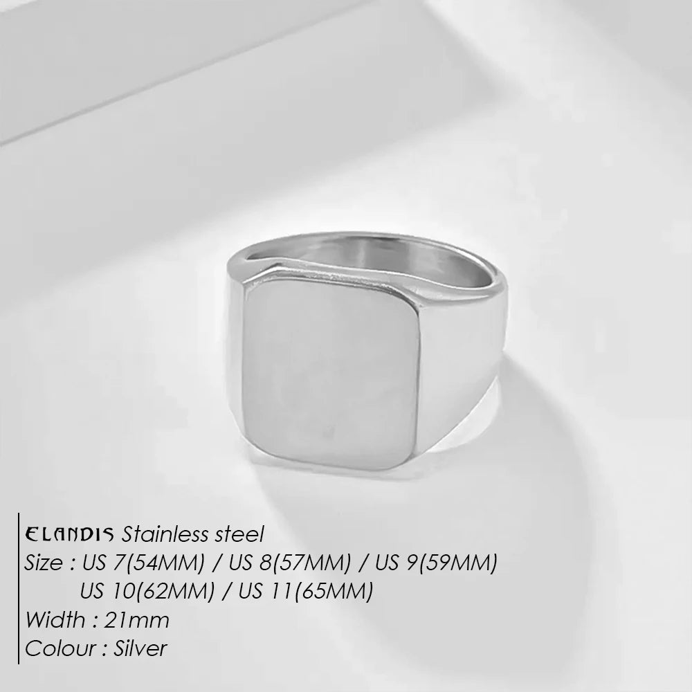 ELANDIS Modeschmuck, quadratische Edelstahlringe für Herren, Accessoires, Jahrestag, Hochzeit, Party, Geschenk, trendige geometrische Ringe