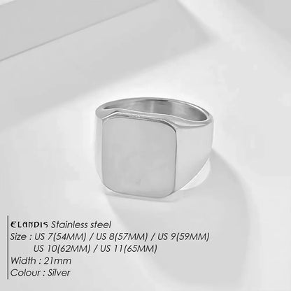 ELANDIS Modeschmuck, quadratische Edelstahlringe für Herren, Accessoires, Jahrestag, Hochzeit, Party, Geschenk, trendige geometrische Ringe