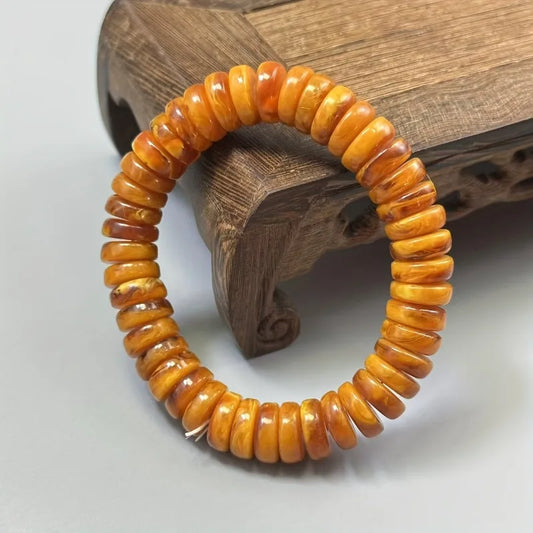 Bernsteinfarbenes Bienenwachs-Perlenarmband, einzelnes Ringzubehör für Herren und Damen