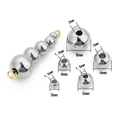 Edelstahl 3mm 4mm 5mm 6mm 8mm Roségold Farbe Schwarz Spacer Perlen Charm Lose Perlen DIY Armbänder Perlen für Schmuckherstellung
