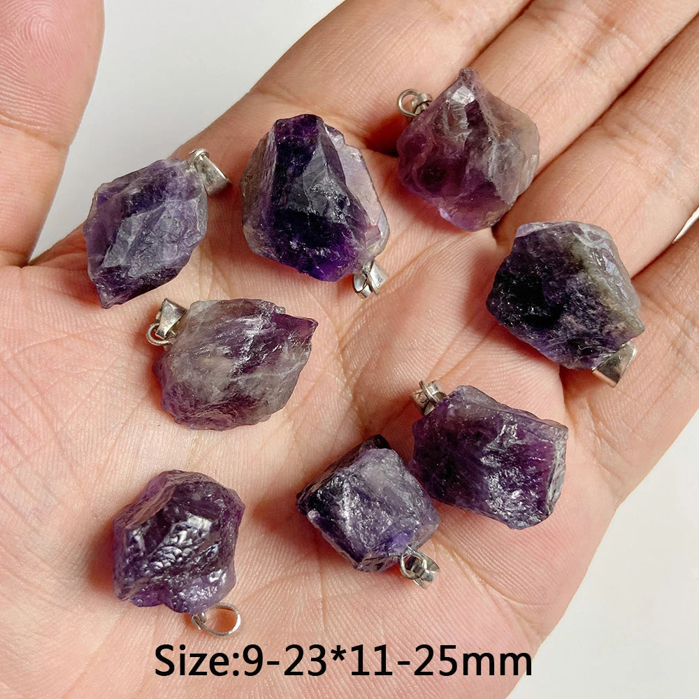 5 stücke Natürlichen Rauhen Stein Anhänger Unregelmäßige Form Healing Amethysten Labradorit Agat Quarz Anhänger Für DIY Handgemachte Halskette