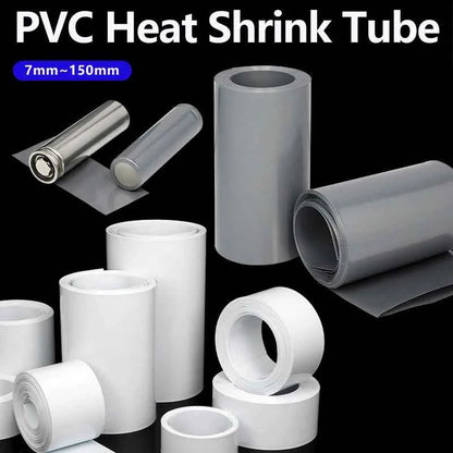 3/5 Meter grau/weiß 7 mm ~ 150 mm PVC-Schrumpfschlauch 18650 Lithium-Batteriepack Isolierfolie Schutzhülle Kabelhülle