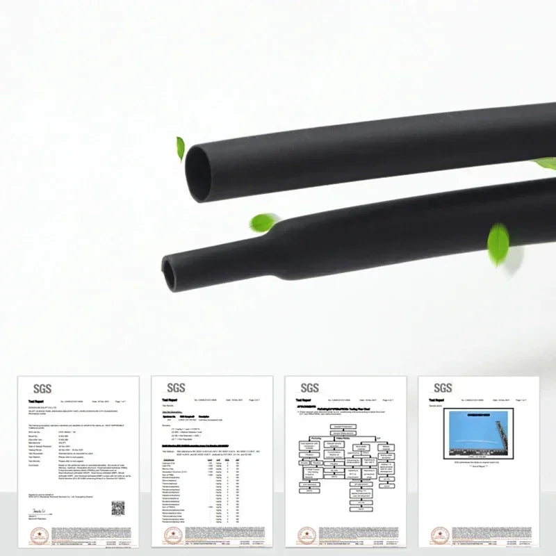 1/2/3/5 m 2:1 Schrumpfschlauch Wrap Schwarz Durchmesser 0,6 ~ 210 mm Isolierter Polyolefin-Thermoschlauch DIY Drahtreparatur Kabelschutz