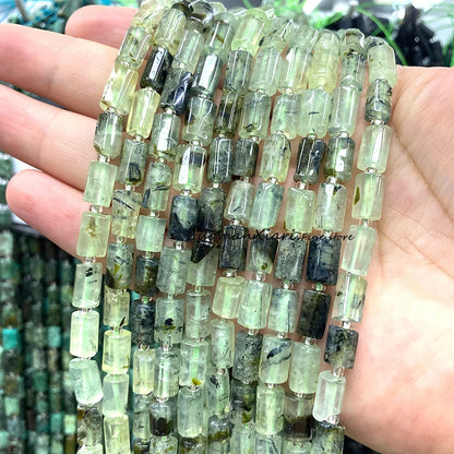 8x12mm Naturstein Grüner Malachit Unregelmäßiger Zylinder Lose Distanzperlen für Schmuckherstellung Diy Armband Charms Zubehör