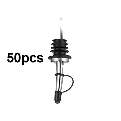 50Pcs Weinausgießer mit Gummi Staub Kappen Edelstahl Alkohol Dispenser Liquor Tüllen Flasche Ausgießer