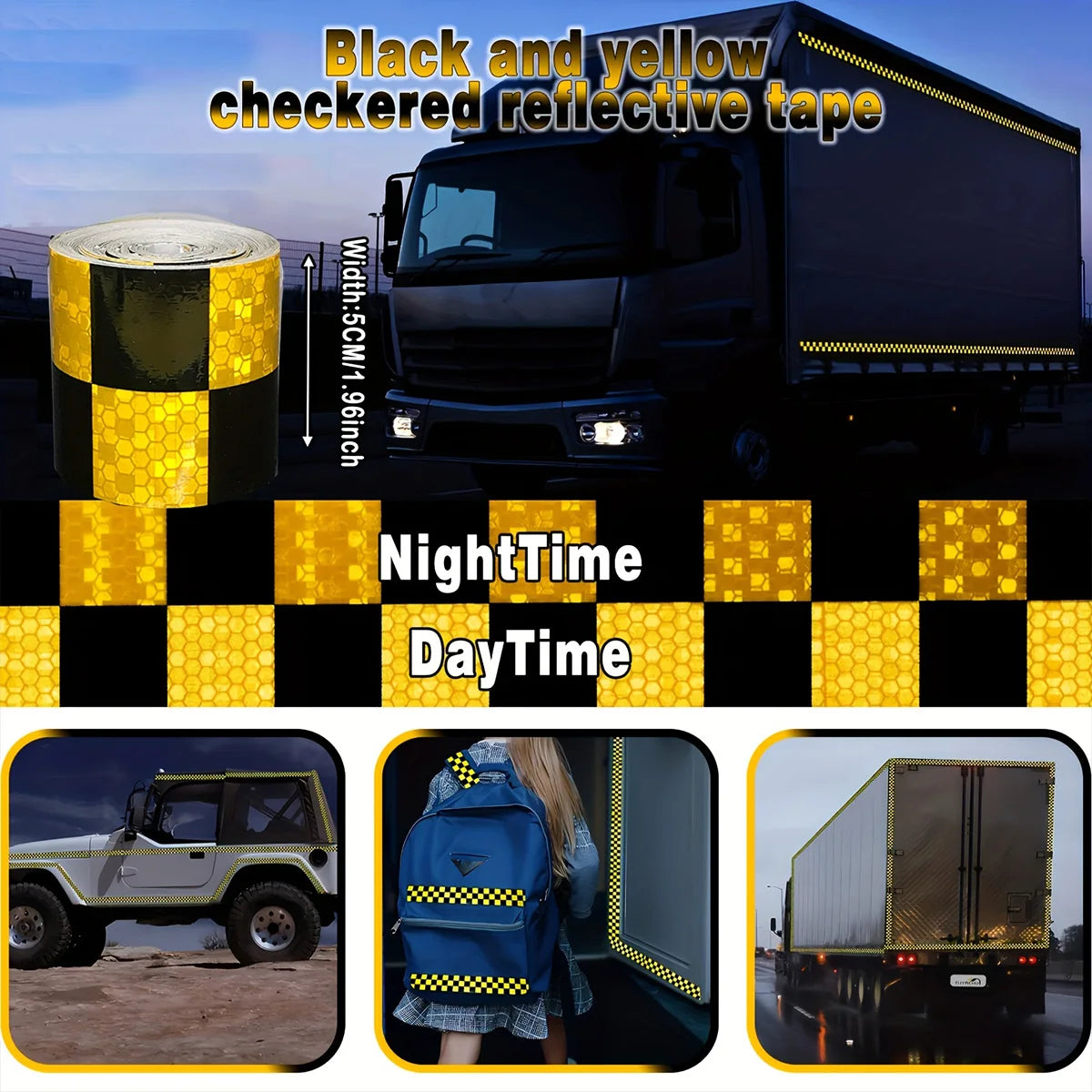 Reflektierender Aufkleber, quadratisches Gitter, kariertes Muster, Reflektorband, rot, gelb, fluoreszierend, weiß, reflektierender Film für LKW, Auto, Straße