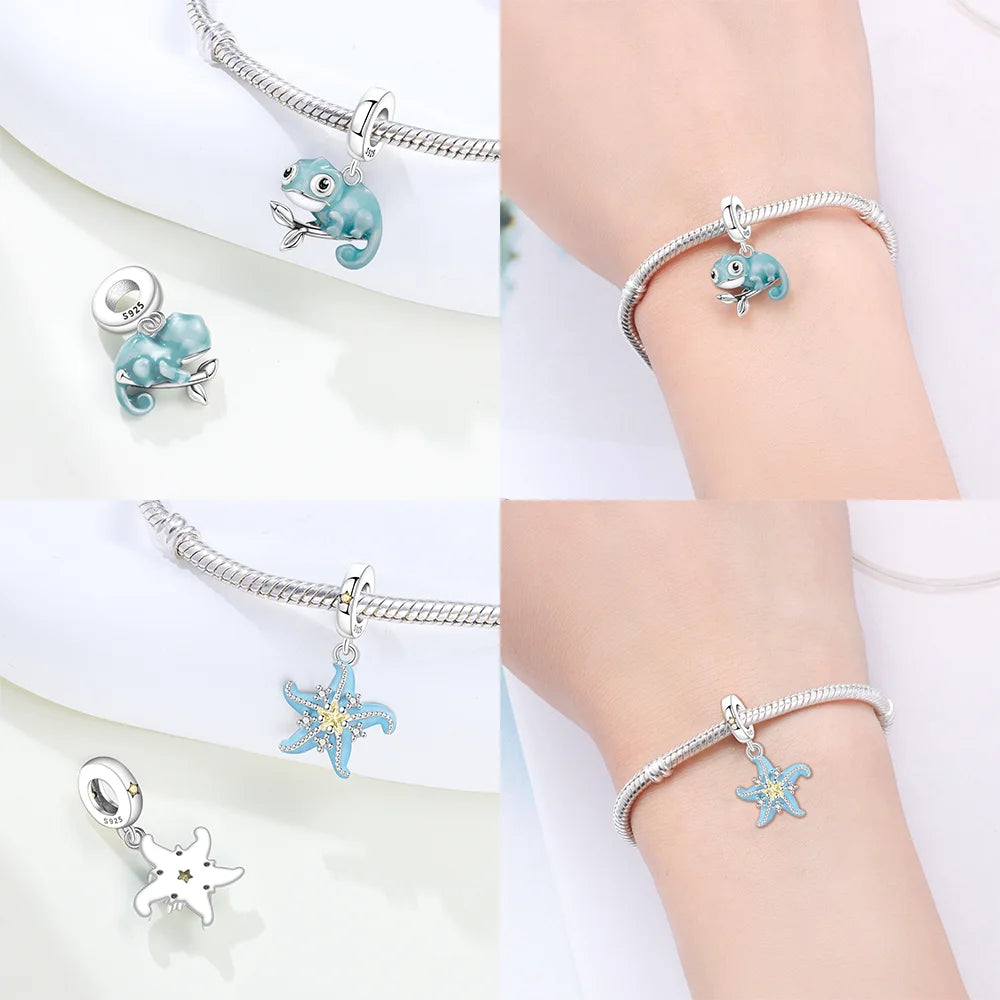Charm-Perlen aus 925er Silber, Tierserie, Koala, Pinguin, Panda, Chamäleon-Perlen-Anhänger, passend für Original-Armbänder, DIY-Schmuck, Geschenk für Frauen