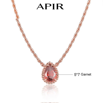 APIR Edelstein Wassertropfen Halskette Böhmischer Stil Damen Anhänger Halskette 5A Zirkon Kette Halskette Schmuck Täglich Niedrigster Preis