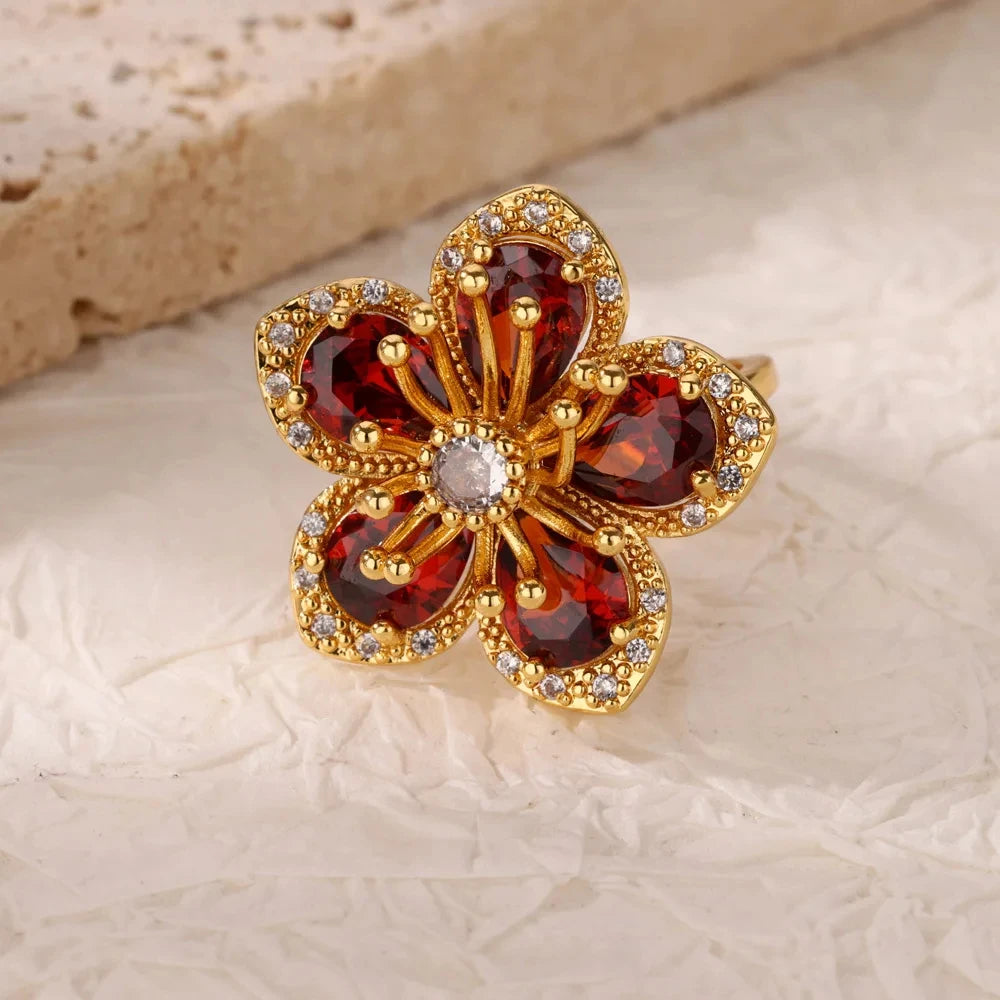 Luxus Edelstahl Ringe Vergoldet Bunte Stein Zirkon Kristall Herz Ring Für Frauen Hochzeit Boho Schmuck Weihnachtsgeschenk