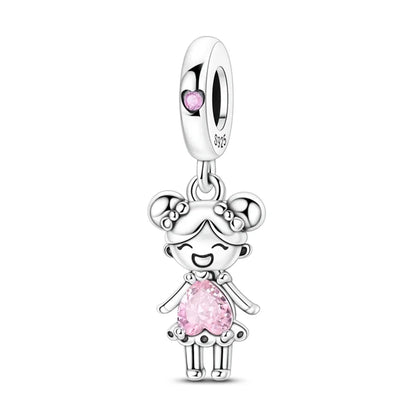 925 Sterling Silber Original Charms Perle CZ Zirkon Liebe Mama Rosa Herz Anhänger Passend für Armband DIY Damen Schmuck Geschenk für Freundin