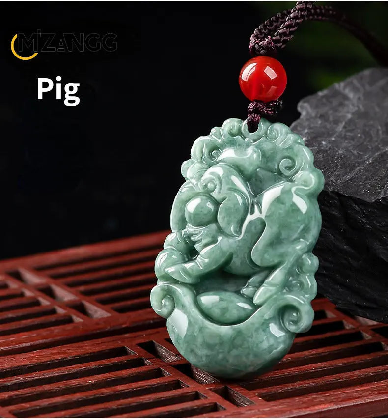 Natürliche eine Ware Jadeit zwölf chinesische Tierkreis Ratte Tiger Anhänger Schmuck hand geschnitzte benutzer definierte Maskottchen Schmuck Jade Halskette Geschenk