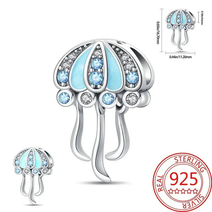 Charms-Anhänger aus 925er-Sterlingsilber mit blauen Ozean-Serie, passend für das DIY-Armband der Marke, Damenschmuck, Geschenke für Freundin