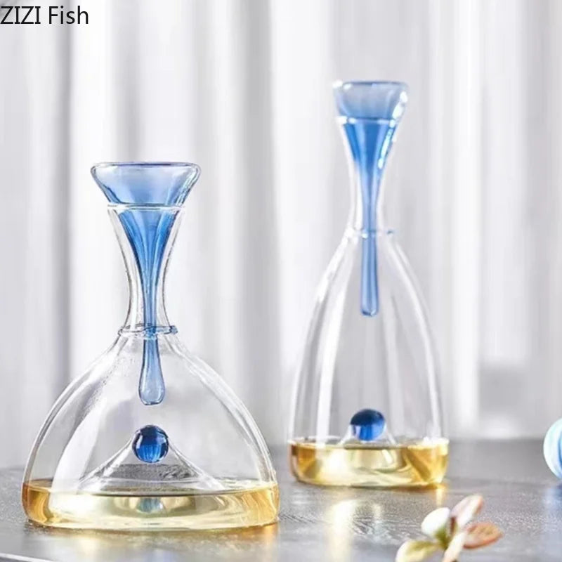 Transparenter Weinwaren-Dekanter aus Glas, Weinspender, rote Weine, Gefäße, Behälter, Glasflaschen, Weinflasche, Trinkutensilien