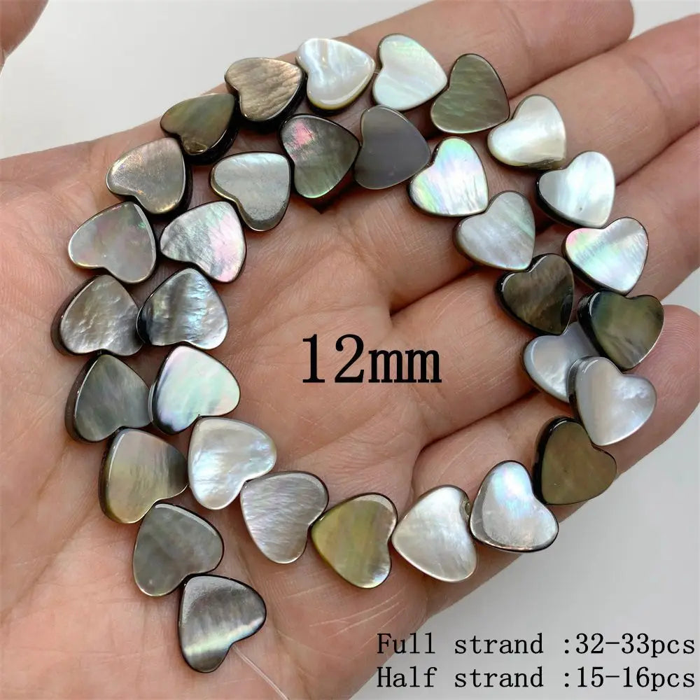 Natürliche graue schwarze Muschelperlen, rund, quadratisch, Perlmutt-Muschelperlen für die Schmuckherstellung, DIY-Charm, Halskette, Armband, Ohrringe