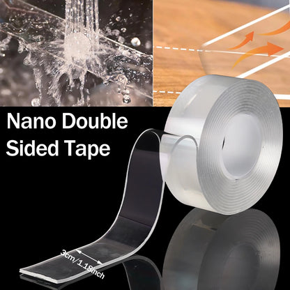 2mm Superstarkes Doppelseitiges Nano-Klebeband Transparenter Nahtloser Wasserdichter Streifen Hochhaftendes Wiederverwendbares Heimdekoration-Klebeband Werkzeug
