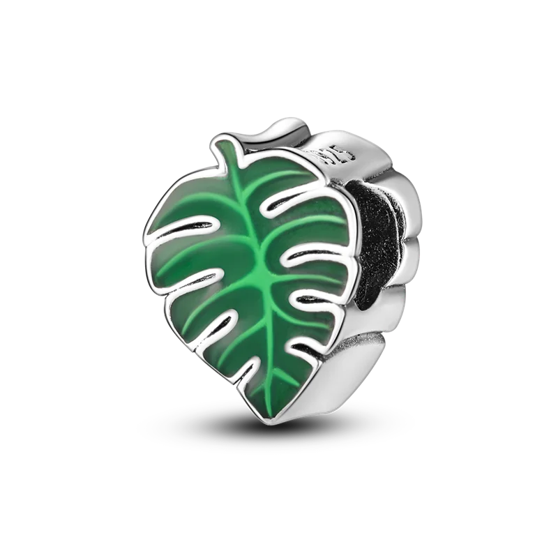 Anhänger aus 925er-Sterlingsilber, grüne Serie, Blumenbaum, Apfel-Anhänger, DIY, feine Perlen, passend für Original-Charms-Armbänder, Damenschmuck, Diy