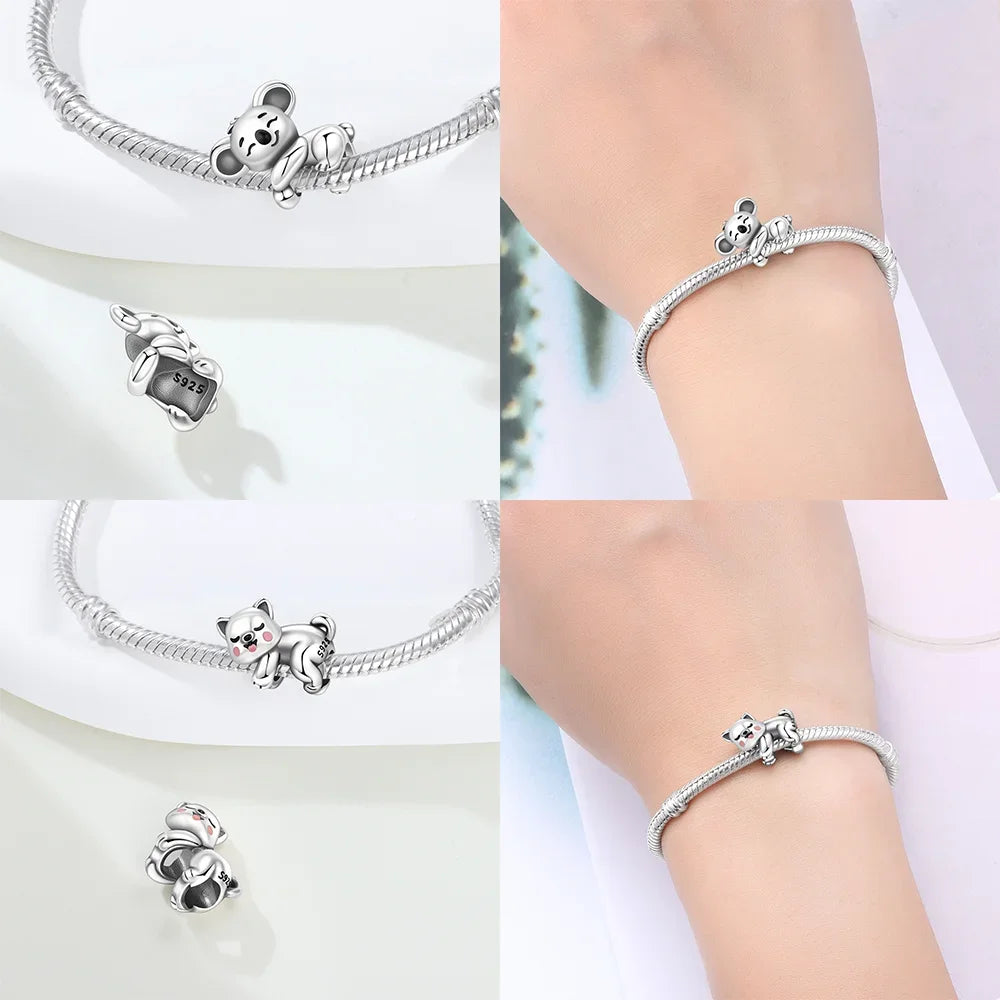 Charm-Perlen aus 925er Silber, Tierserie, Koala, Pinguin, Panda, Chamäleon-Perlen-Anhänger, passend für Original-Armbänder, DIY-Schmuck, Geschenk für Frauen