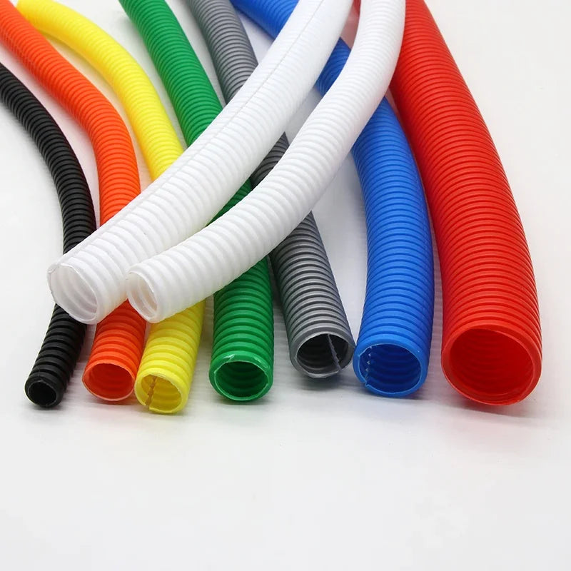 1/5/10M PP-isoliertes Wellrohr, ID7,5 mm ~ 34,5 mm, offenes Gewinde, schützende Drahtabdeckung, Wickelkabelmantel, flexibler geteilter Webstuhl