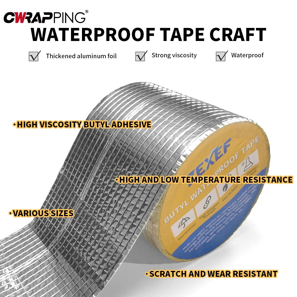 Butyl-Wasserdichtes Klebeband Superklebendes Aluminiumfolienband Hohe Temperaturbeständigkeit Dach-Rohr-Leckstopp Riss-Reparaturband