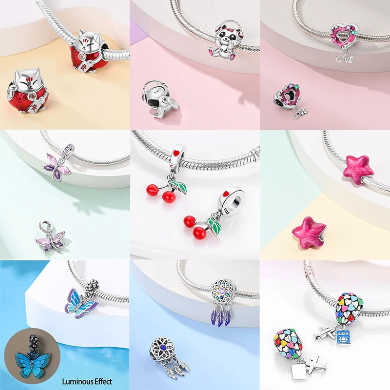 Passend für Qikaola 925 Original-Armbänder, blauer Zirkon, Eule, leuchtende Meeresschildkröte, Oktopus, 925er Silber, Charms, Perlen, DIY, Geburtstag, Schmuck, Geschenk