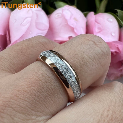 iTungsten 6/8mm Männer Frauen Helle Verlobung Hochzeit Band Wolfram Meteorit Ring Modeschmuck I Love You Graviert