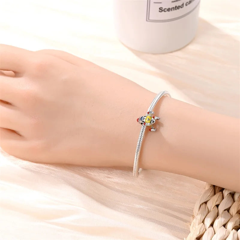 Heißer Verkauf 925er Sterlingsilber Raumschiff-Perlen und Kosmonauten-Anhänger, passend für exquisite Armbänder, schöne Schmuck-Accessoires, Geschenke
