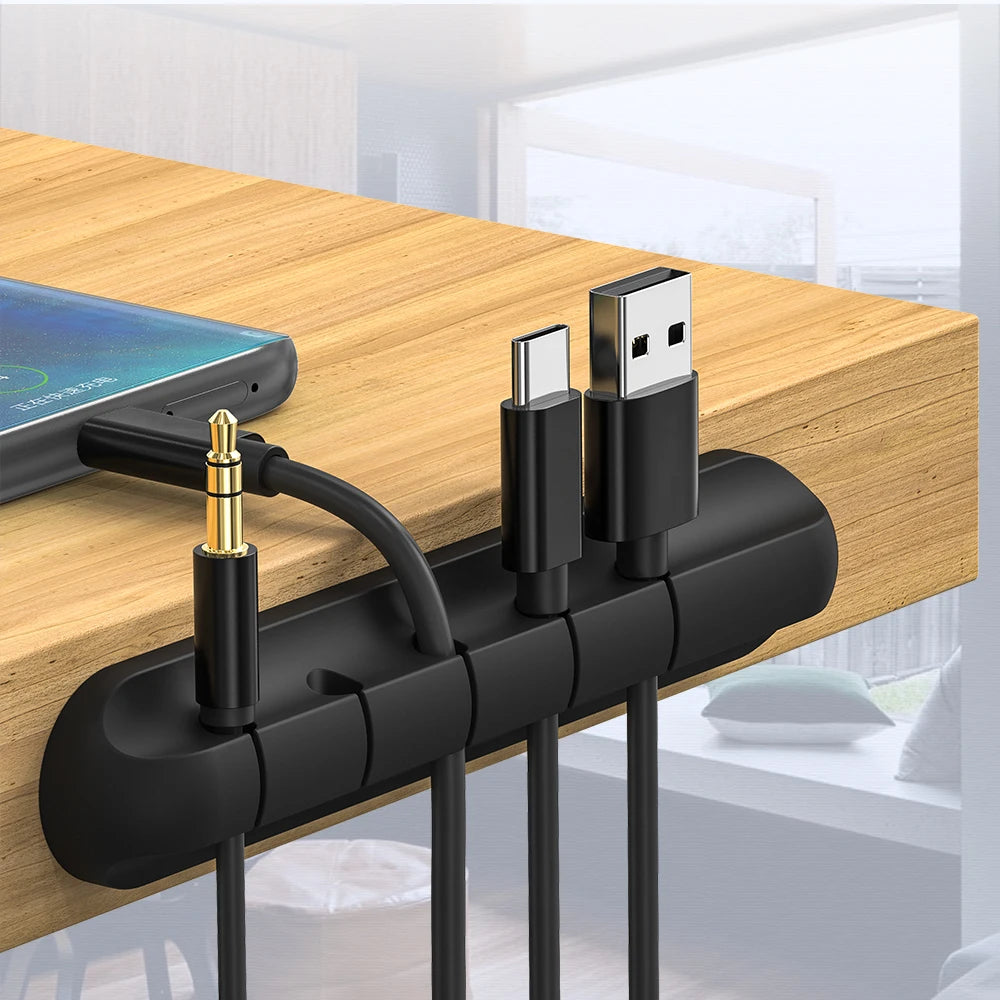 L16 kabel organizer silikon usb wickler desktop aufgeräumt management clips halter für maus kopfhörer kabel