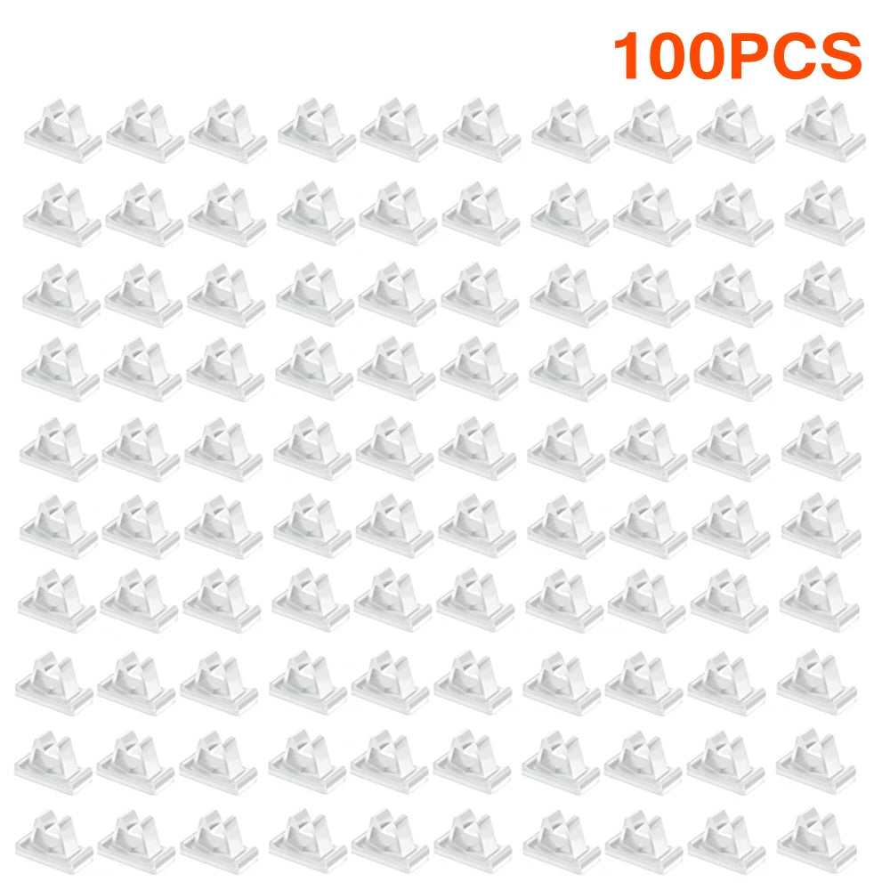100/10 Stück M-Typ-Kabelklemmen, Nylon, weiß, stark klebend, Klemme, vertikales Kabelmanagement, Telefon-Ladekabel-Organizer für Schreibtisch