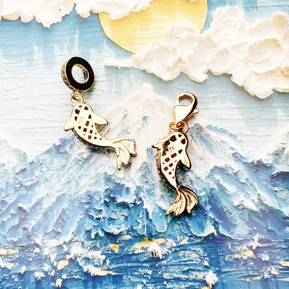 Goldener Koi-Anhänger im europäischen Stil, hochwertiges Sterlingsilber 925, Perlen, Glücksgeschenk für Damen und Herren