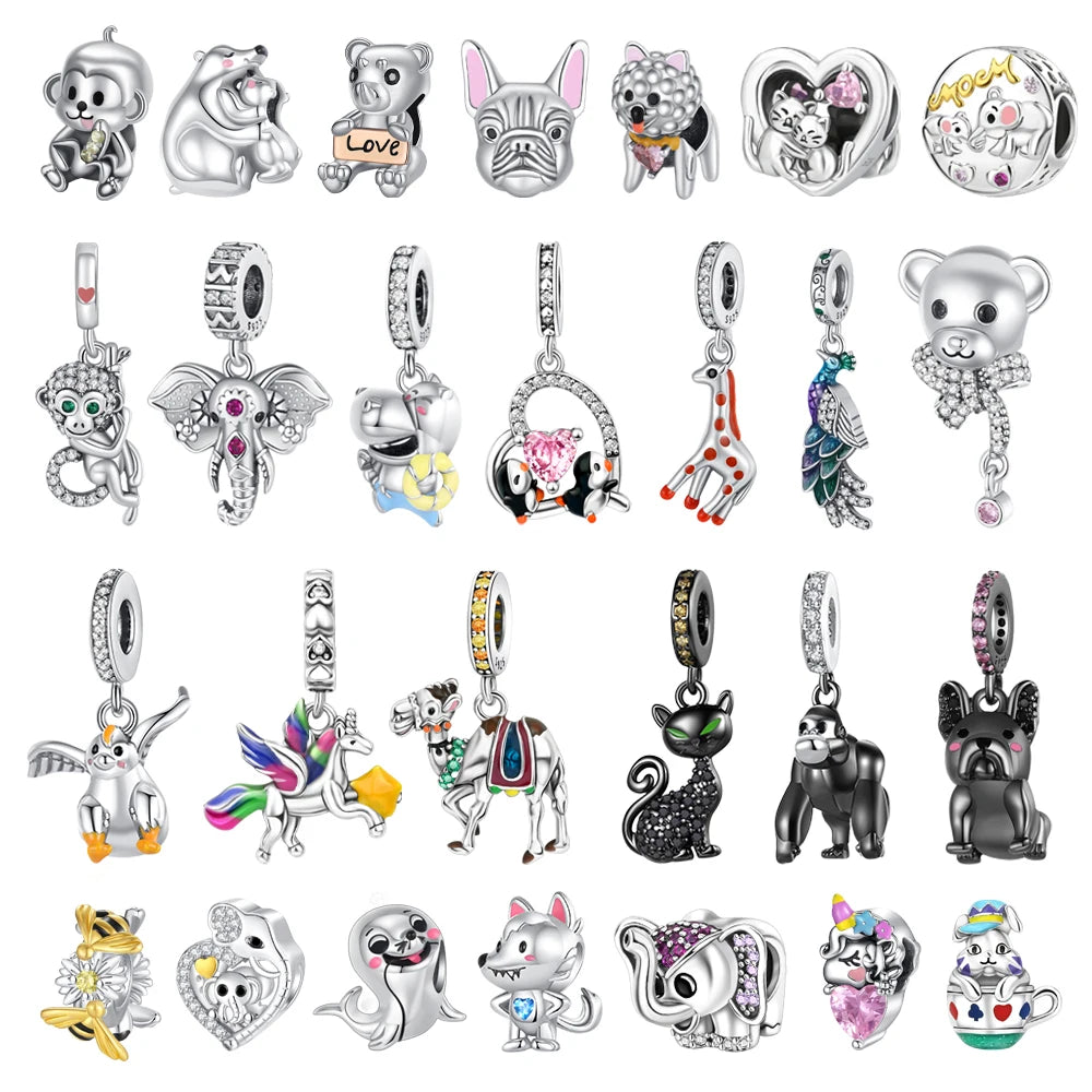 Tier-Serie, 925er-Sterlingsilber, Giraffe, Kamel, Gans, Orang-Utan, Affe, Siegel-Charm, passend für DIY-Armbänder, Halsketten, edler Schmuck, Geschenke