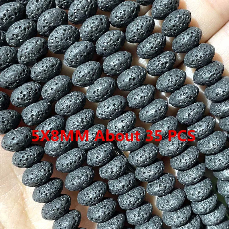 Natürliche Stein Schwarz Vulkanischen Lava Zylinder Räder Quadrat Runde Form Spacer Perlen Für Schmuck Machen Diy Armband Zubehör
