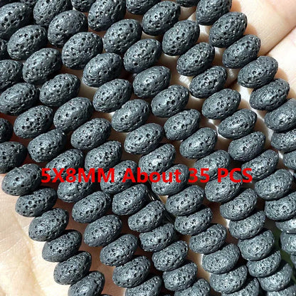 Natürliche Stein Schwarz Vulkanischen Lava Zylinder Räder Quadrat Runde Form Spacer Perlen Für Schmuck Machen Diy Armband Zubehör