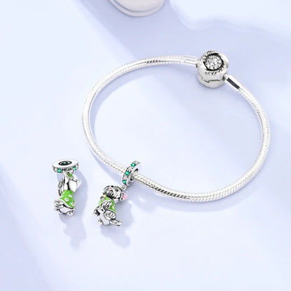 Neu im 925er-Sterlingsilber, grüne Charms, Perlen, Frosch, Kleeblatt, Schildkröte, Anhänger, Schmuck, passend für Original-925-Armbänder für Frauen, DIY-Geschenk