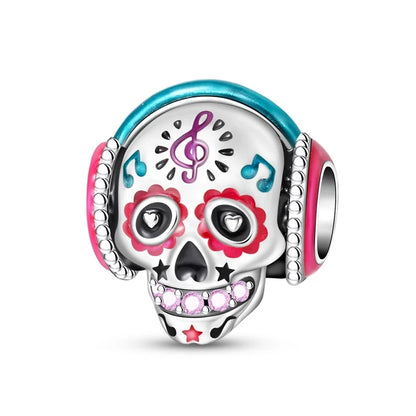 Atemberaubender Geisterrosen-Perlen aus 925er-Sterlingsilber und Spinnen-Seidenschädel-Anhänger, passend für Armbänder, Halloween-Anhänger, Accessoires, Geschenke