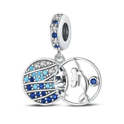 Charms-Anhänger aus 925er-Sterlingsilber mit blauen Ozean-Serie, passend für das DIY-Armband der Marke, Damenschmuck, Geschenke für Freundin