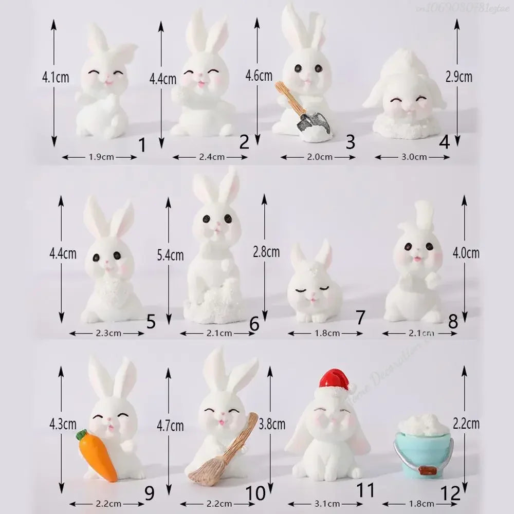 Figuren Miniatur Niedlicher Schneemann Hase Weihnachtskaninchen Mikrolandschaft Ornament Schreibtischzubehör Feengarten Heimdekoration