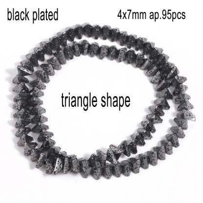 Schwarze vulkanische Lavagesteinperlen, Mineralperlen, Charms, Rohrwürfel, runde geometrische Formperlen für Schmuckherstellung, DIY-Armband