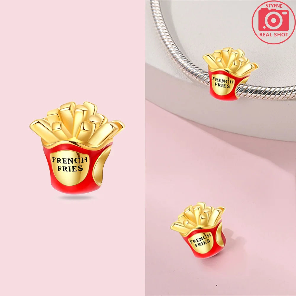 Original funkelnde Charm-Perlen aus 925er-Sterlingsilber, Gold, Rose, heller Stern, Herz, passend für Armbänder, DIY-Jubiläums-Schmuck, Geschenk