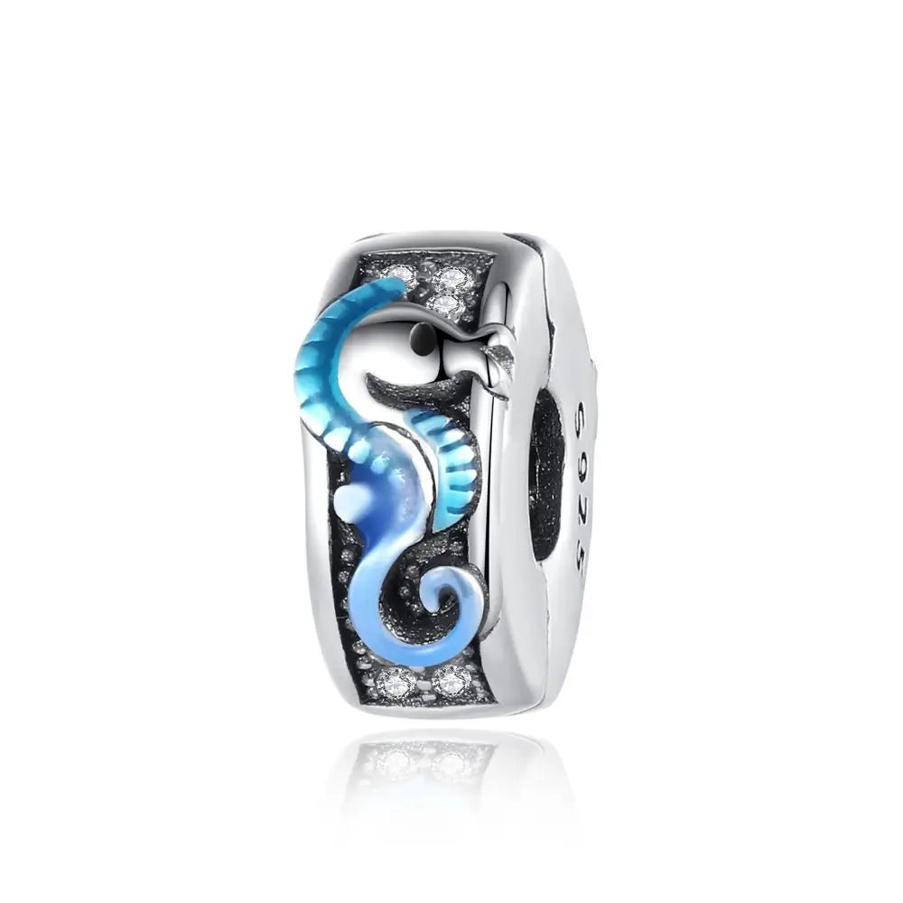 Ocean Series 925er Sterlingsilber, Wal, Schildkröte, kleiner Fisch, Qualle, Delfin, blauer Charm, passend für DIY-Armband, Halskette, Party-Schmuck